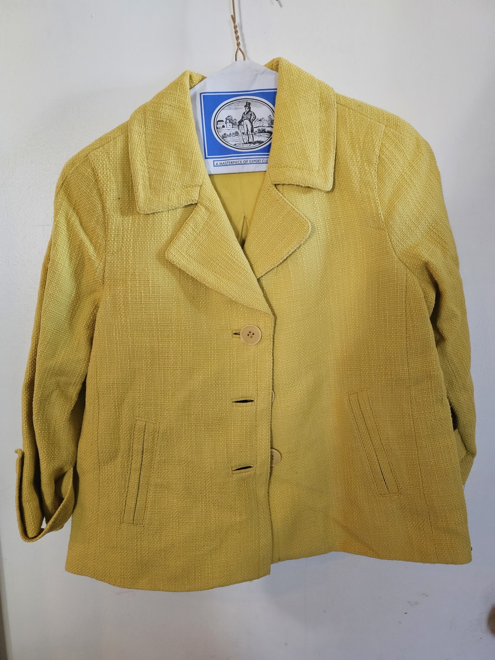 Talbots Sunny Yellow Textured Button Blazer